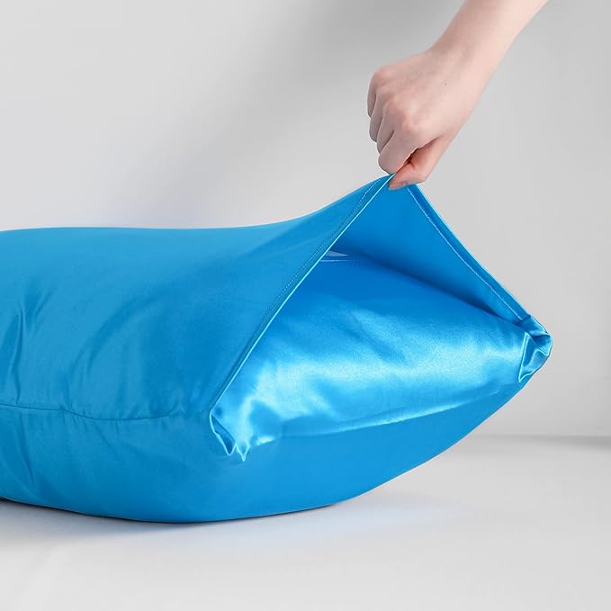 NTBAY 2 Pack Satin King Pillowcases for Hair and Skin, Luxurious and Silky Pillow Cases with Envelope Closure, 20x36 Inches, Royal Blue