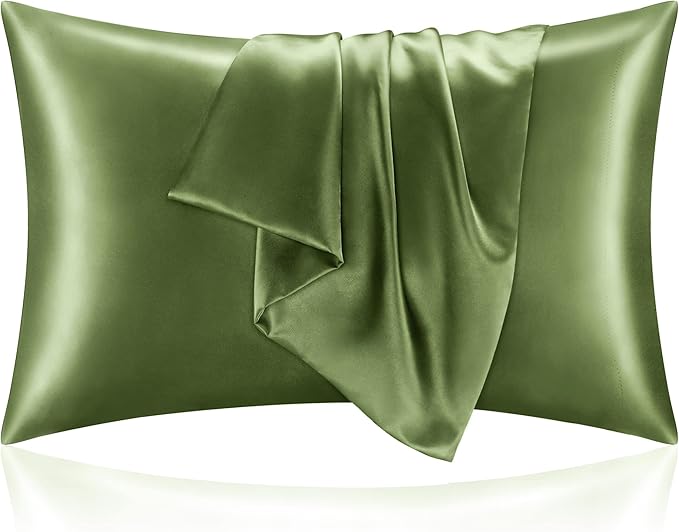 BEDELITE Satin Pillowcase for Hair and Skin, Super Soft and Cooling Similar to Silk Pillow Cases 2 Pack with Envelope Closure, Gift for Women Men(20"x36" King Size, Cedar Green)