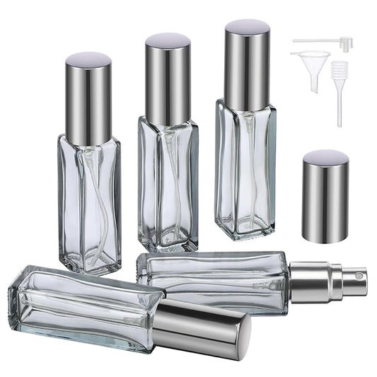 Segbeauty Travel Perfume Bottle Refillable, Empty Mini Portable Perfume Atomizer with Funnel, 5 Set of 10ML Glass Spray Bottle Fine Mist Leak-proof Sprayer Travel Sample Bottles for Cologne Fragrance