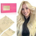 WENNALIFE Clip-in Hair Extensions, 150g 16 Inch 9pcs Bleach Blonde Human Hair Extensions Thicker Real Human Hair Clip Set Double Weft