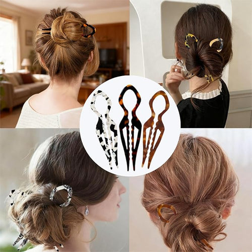 3Pc Prestige Hair Pin,French Hair Pins for Women, Women Hair Accessories, Suitable for Thick Hair (black,light gray,dark yellow)