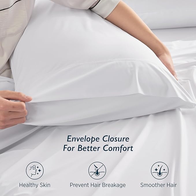 Breescape Cooling Pillow Cases King Size - BlendTek™ Dry & Cool Technology for Hot Sleepers and Night Sweats, 2 Pack Ultra Soft & Smooth Pillowcases for Hair & Skin Care, 20" x 36", Snow White