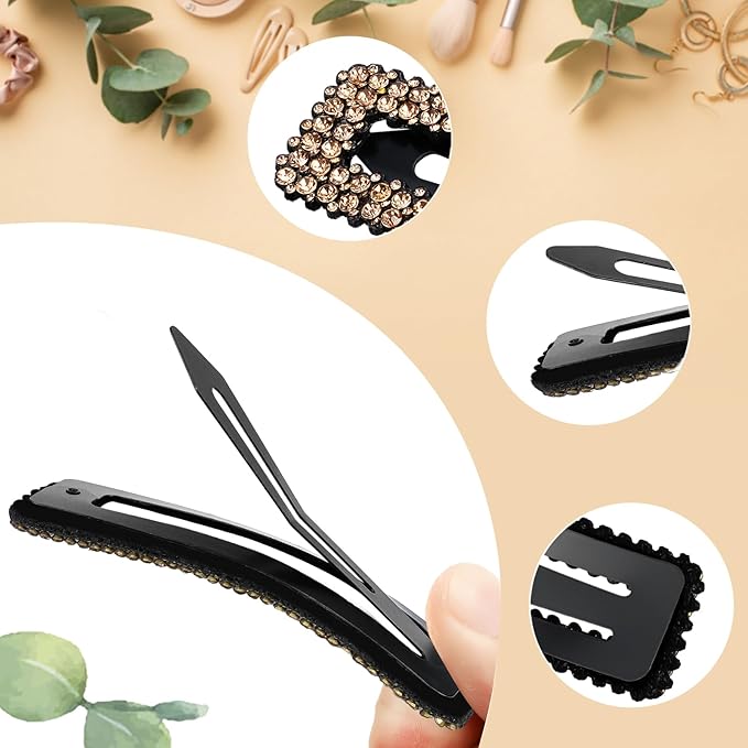 Rhinestone and Crystal Hair Clips 2-Pack, Sparkly Barrettes & Elegant Bling Accessories for Women & Girls(Set2)
