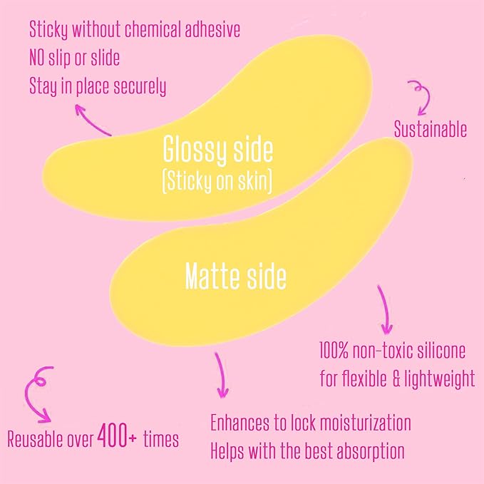 CCbeauty Reusable Under Eye Patches + Eye Cream Applicator Value Set | 100% Silicone Eye Gel Pads | Boost Hydration | Minimize Fine Lines + Wrinkles + Dark Circles | Storage Tin Included | Mango