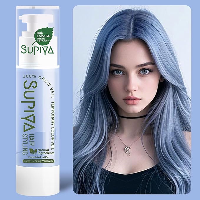Temporary Hair Styling Color Serum, Green Blue Purple Red Hair Dye Color Gel Washable Natural Instant Hair Color Wax for DIY Hairstyle for Kids Men Women(Blue#83)