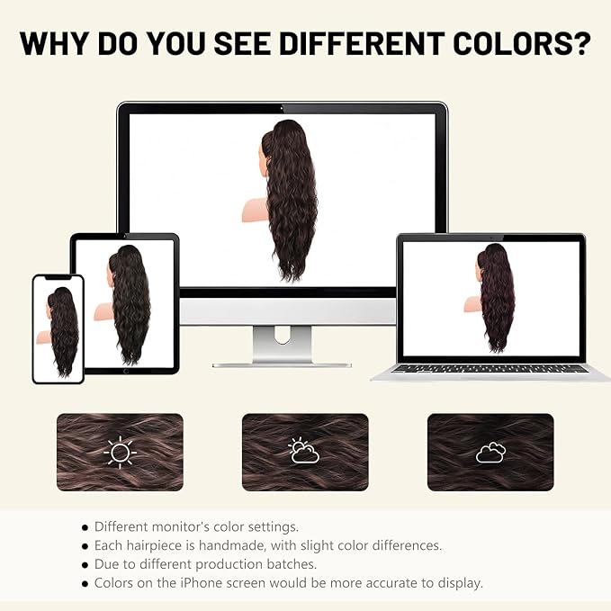 LEEONS 26 inch Drawstring ponytail Extension, Long Wavy pony tails hair extensions for Women - Synthetic Hairpiece Ponytail for Daily Use (Chocolate Brown with Honey Blonde Highlights)