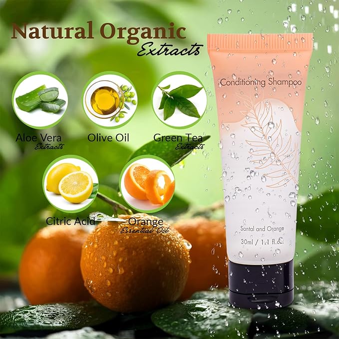 2 in 1 Shampoo and Conditioner Double Sealed 1 Fl. oz Individually Wrapped Travel Size Shampoo & Conditioner 2in1 Set Hotel Toiletries Bulk and Supplies for Guest