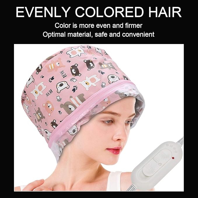 ZJchao Heated Electric Thermal Steamer for Hair Home Use, Deep Conditioning Hair Scalp Treatment Spa With 3 Speed Temperature Control (US)