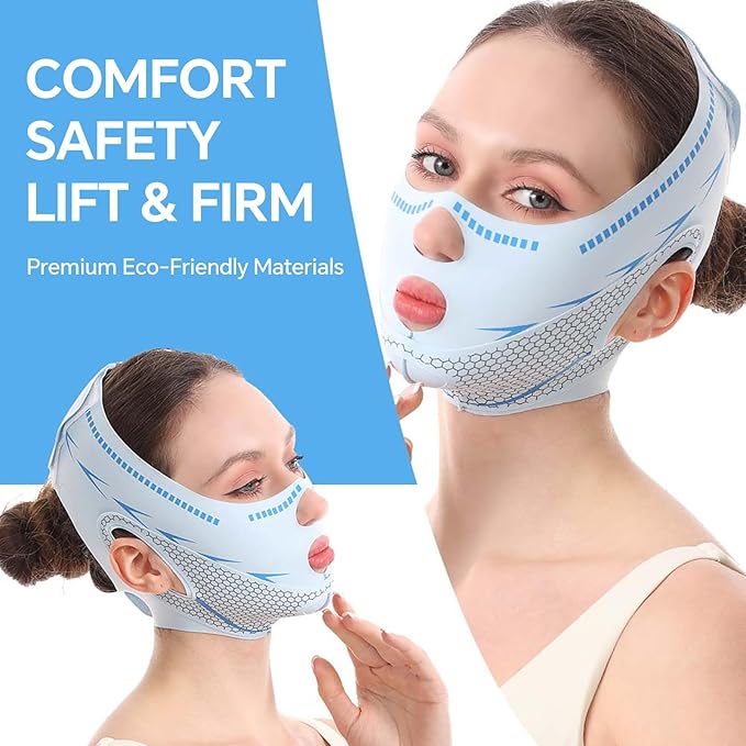 Line Lifting Mask Chin Strap for Sleeping, V Line Mask, Face Lift Prevent Sagging,Double Chin Reducer,Jawline Shaper,All-Around Coverage, Wrapping and Shaping More Comprehensively.