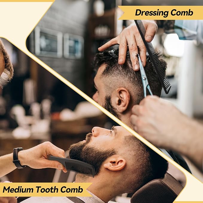 5Pcs Combs for Men, Wide Tooth Medium Toothed Styling Braiding Comb Kit for Twist Detangler Natural Hair, Hair Pick Comb Set for Afro Black Mens Curls