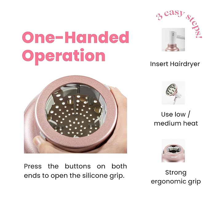 Universal Hair Diffuser “Super Sturdy” 1.7 Inch to 2.6 Inch for Natural Curly and Wavy Hair, Hair Dryer Attachment (Rose Gold)