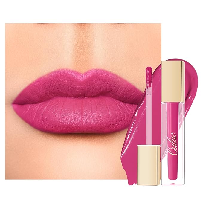 Oulac Matte Pink Lipstick for Women, Long Lasting Liquid Lip Stick High Impact Lip Gloss Full Coverage Lip Makeup with Vitamin E Waterproof Formula,Vegan M34