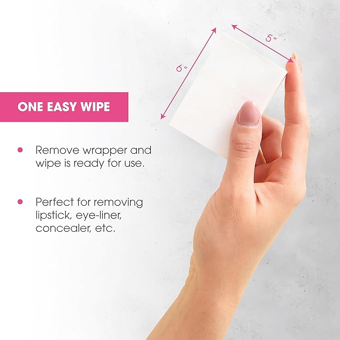 Diamond Wipes Face Cleansing and Waterproof Makeup Remover Wipes, Case of 50 Wipes, Alcohol Free Wipes with Vitamin E