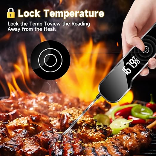 Instant Read Thermometer, 3in1 Touchscreen Food Thermometer, 180° Rotatable LED Display Digital Meat Thermometer