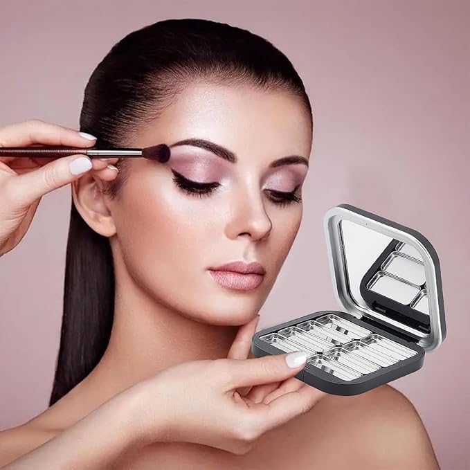 NICENEEDED 2 Pcs Empty Eyeshadow Palettes, 8 Grids Blush Pallet Makeup, DIY Eye Shadow Pigment Holder Case Refillable Cosmetic Sample Makeup Storage Box for Women