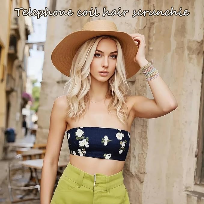 10 Pcs Spiral Hair Ties for Women - Small Elastic Hair Bands, No Damage Hair Coils, Ponytail Holders,Cute Hair Accessories for Thick & Thin Hair SP-5