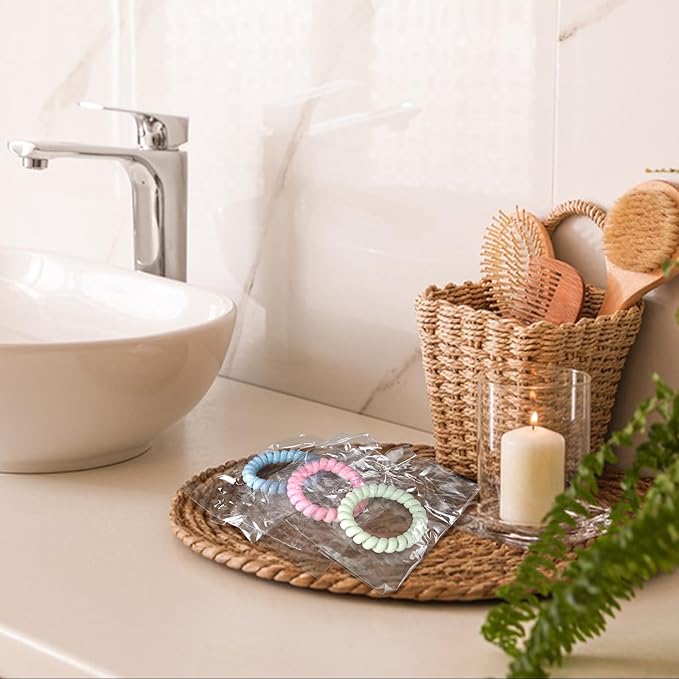 54 Pcs(3 Pack of 18) Colorful Spiral Hair Ties,Individually Wrapped Coil Hair Ties,Phone Cord Hair Ties for Thin Hair Elastics No Damage,Ponytail Holders for Thick Hair,No Crease Hair Ties