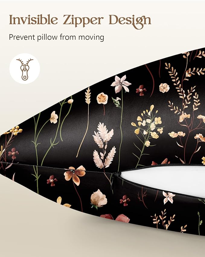 2 Pack Mulberry Silk Pillowcase for Hair and Skin - Standard Size 20 x 26 Inches with Hidden Zipper BK Grow Flower 19 Momme Soft Sleeping Silk Pillow Case for Women, Moms