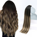 Sunny Hair Tape in Hair Extensions Human Hair Remy Hair Extensions Tape in, 16inch Black Brown Balayage Ash Blonde Tape in Human Hair Extensions Add Length for Wedding 20Pcs 50g