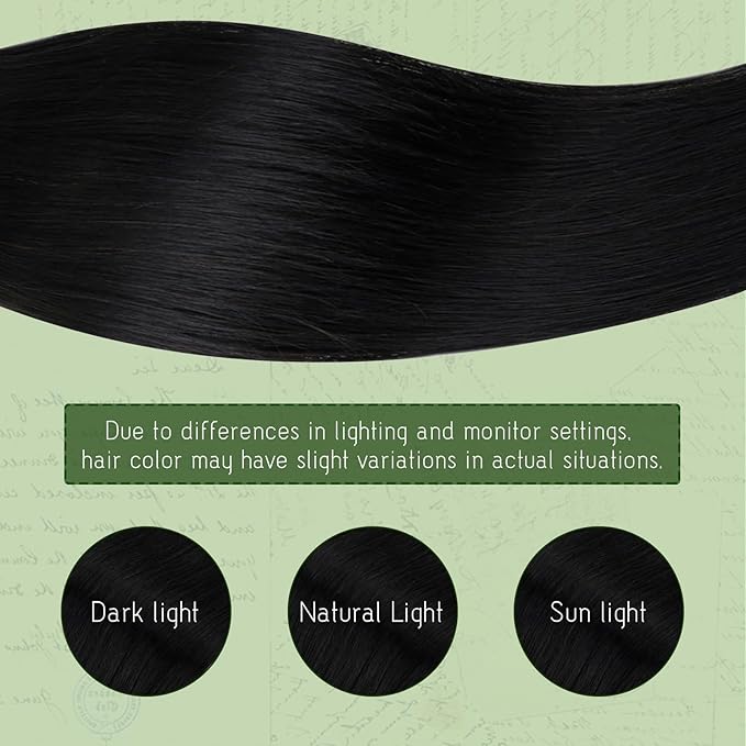 RUNATURE Clip in Hair Extensions Real Human Hair, Black Hair Extensions Clip Ins, Remy Natural Hair Extension for Black Women Straight Thick Hair 16 Inch 120g 7pcs #1B