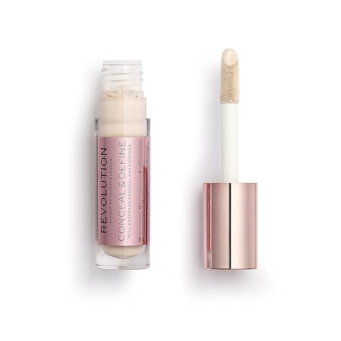 Revolution Beauty, Conceal & Define Concealer, Full Coverage & Lightweight, Long-Lasting Matte Finish, Vegan & Cruelty Free, C2 Fair to Light Skin Tones, 0.14 Oz.