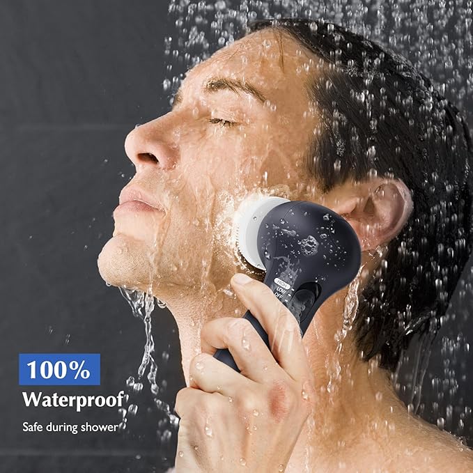 COSLUS Facial Cleansing Brush Silicone Face Scrubber: 7 in 1 FBS-D Electric Exfoliating Rotating Massage Device Waterproof Deep Cleaning Exfoliation Spa Machine - Electronic Skin Care Wash System
