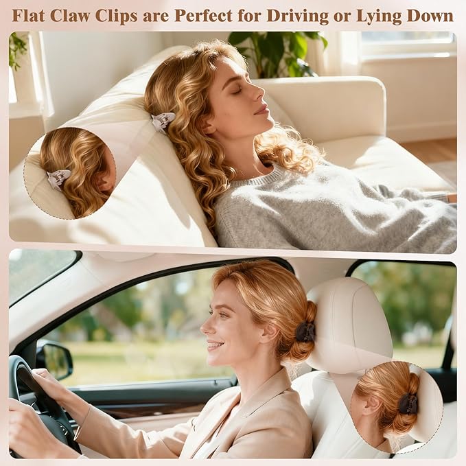 10 Pcs French Flat Hair Clips for Women, 3 Styles Flat Claw Clips for Thin Thick Hair, Strong Hold Hair Accessories