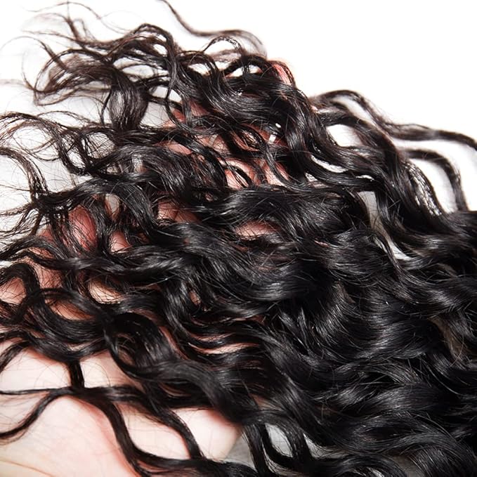 Human Hair Bundles Natural Black Water Wave Bundles 22 Inch Niegmeag Brazilian Virgin Soft and Silky Remy Hair Extensions Color 1B Wet and Wavy Bundle 100g