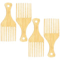 4 Pcs Bamboo Afro Hair Pick Comb Set Natural Anti-Static Picks Wide Tooth Detangling Combs for Men Women with Thick Curly Hair