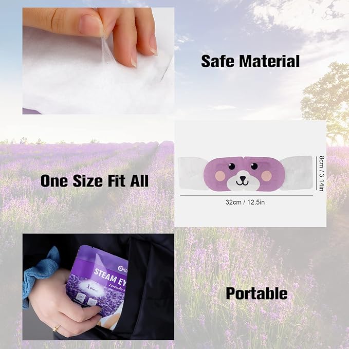 Steam Eye Mask for Dark Circles and Puffiness 20 Pcs, Lavender Disposable Eye Warm Compress for Dry Eyes, Soothing Headache Migraine, Stye Treatment, Relief Stress Eye Fatigue