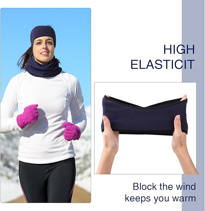 SATINIOR 12 Pcs Winter Neck Gaiters Fleece Neck Warmer Drawstring Thermal Face Scarf Ear Warmers Headband Head Wrap Ear Muff
