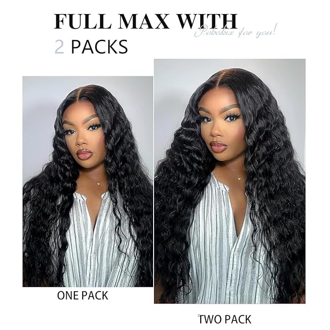 Deep Wave Clip in Hair Extensions Real Human Hair 2 Pack 240g Seamless Clip in Hair Extensions for Women Full Max with 18Pcs PU Thin Weft 18inch Natural Black