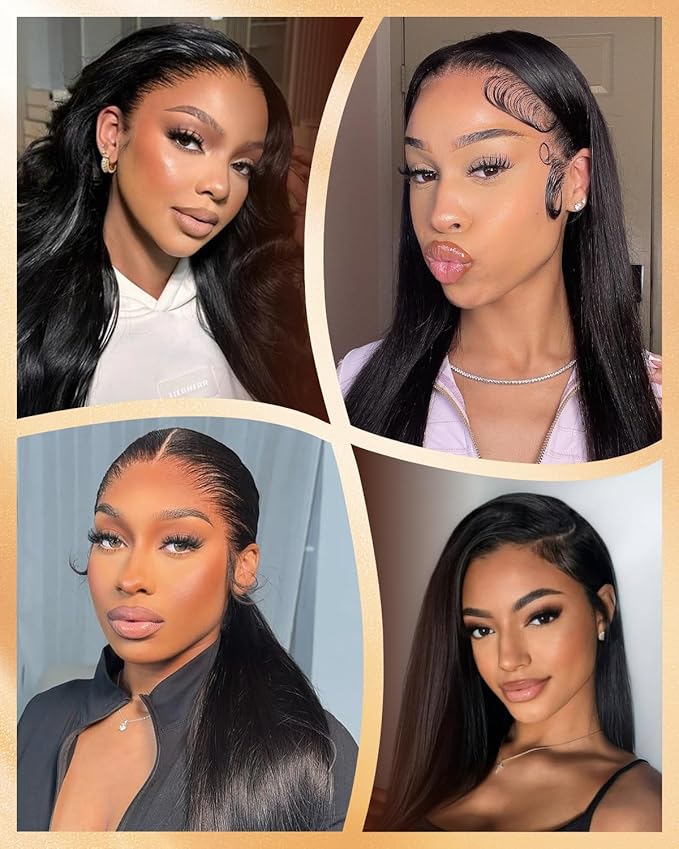 Arabella 13x6 Glueless Wigs Human Hair Pre Plucked Pre Cut Lace Upgraded Ear to Ear Full HD Lace Front Wigs Human Hair 220% Density Straight Wear and Go Glueless Wig Drawstring Wig Human Hair 24 Inch