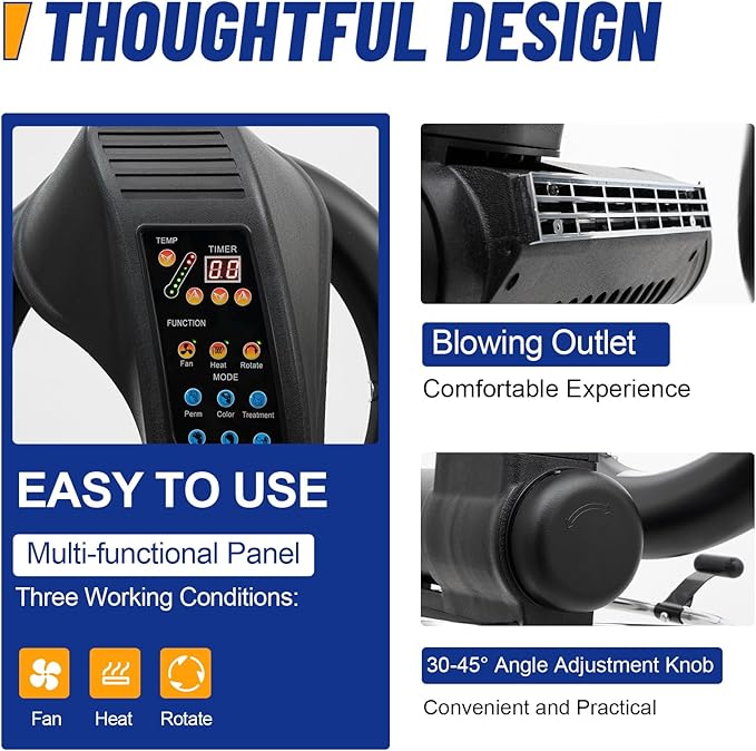 3 in 1 Orbiting Infrared Hair Dryer-Hair Steamer,110v 950W Hair Dryer with Wheels, Free-Stand Hair Dryer Color Processor Salon Drying Perming Machine