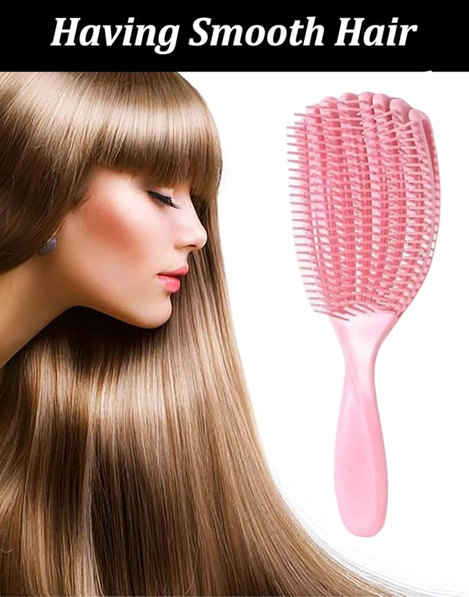 Hair Brush for Afro American/African Hair Textured Professional Curved Vented Brush Wet Dry Curly Hairbrush Detangling Massage Hairdressing Comb (Pink, Small)