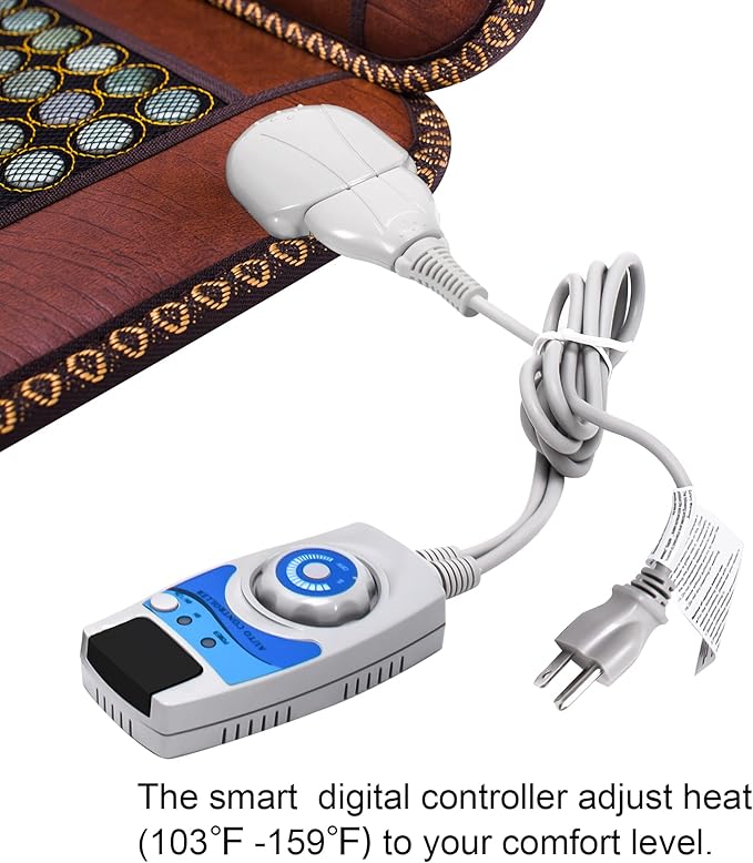 Infrared Heating Pad, Far Infrared Natural Jade Heating Pad, Auto Shut Off, Adjustable Temperature, Gifts for Women/Men/Dad/Mom (Brown, jadeseatback)