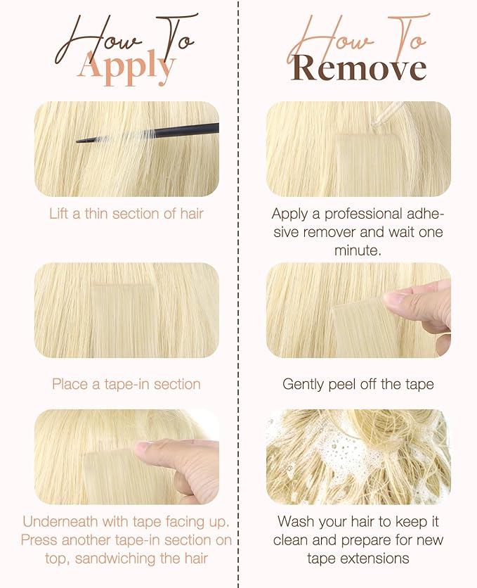 GOO GOO Invisi Edge Tape in Hair Extensions Human Hair, 60A Platinum Blonde 20pcs 10inch 30g, Virgin Remy Hair, Seamless Injected Tape, Natural Look