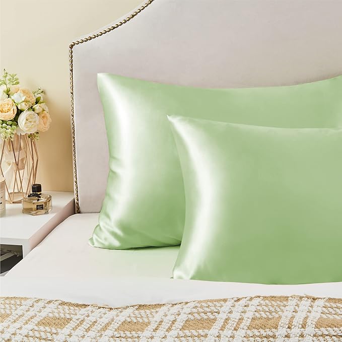 BEDELITE Satin Pillowcase for Hair and Skin, Super Soft and Cooling Similar to Silk Pillow Cases 2 Pack with Envelope Closure, Gift for Women Men(20"x26" Standard Size, Gleam)