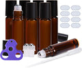 ULG 4/8/12-Pack Essential Oil Roller Bottles 10ml, Empty Bottles with Stainless Steel Roller Balls and Waterproof Labels, Roller Balls For Essential Oils