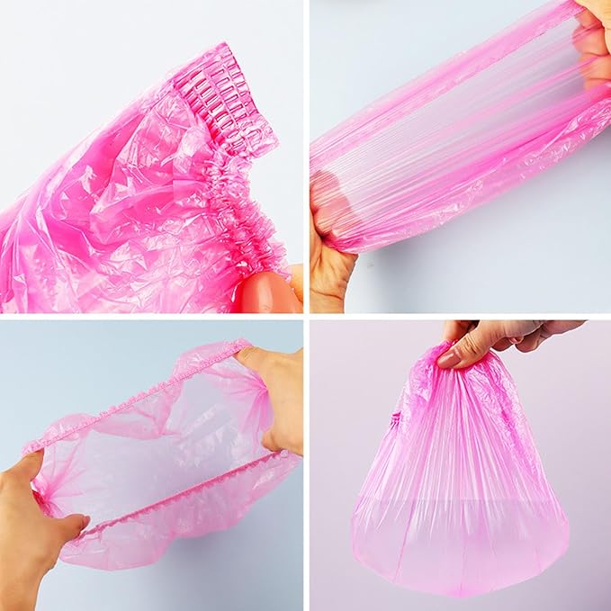200 PCS Disposable Shower Caps Thickened Waterproof Hair Bath Caps for Women Men Girls Travel Spa Hotel Home Use Salon - Multi-Purpose Elastic Plastic Shower Caps, Essentials Accessories 18.1" (Pink)