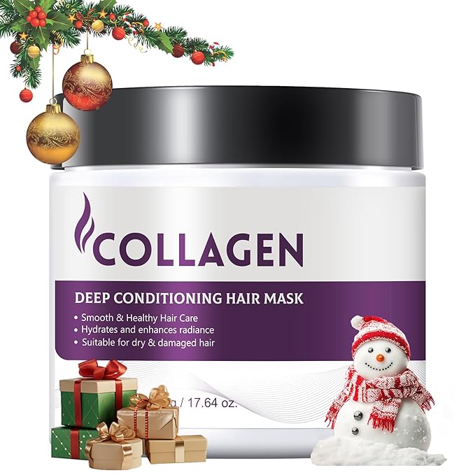 Collagen Deep Conditioning Hair Mask Protein Hydrating & Repair Treatment for Dry Damaged Hair, Restores Smoothness Shine, Hair Mask for Growth, Frizz Control & Bleached Hair Repair, 500g