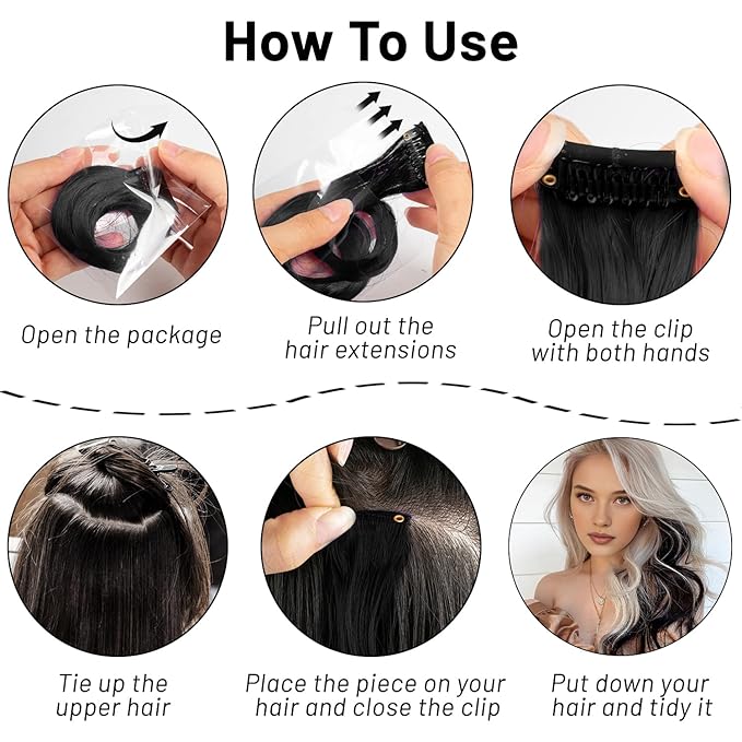 16 Pcs Colored Hair Extensions Curly Wavy Clip in Synthetic Hair Extensions,Colorful Party Highlights Hairpiece Streak for Girls Women Kids Christmas New Year Cosplay Favors Gift(Black)