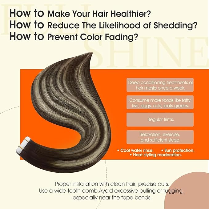Full Shine Hair Extensions Tape ins Color 2/60/2 Tape in Hair Extensions Real Human Hair 50G Glue in Extensions Seamless Tape ins Human Hair 18Inch Remy Invisible Human Hair 20Pcs for Women Add Length