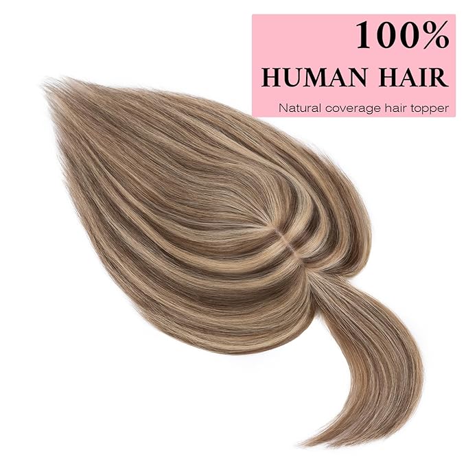 SEGO 100% Real Human Hair Toppers, with Air Bangs, Silk Base 150% Density, Clip in Topper, 2.7肺5.1・ HairPieces for Women, with Thinning/Hair Loss Cover Gray