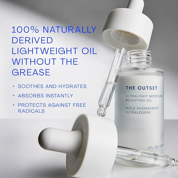 The Outset Ultralight Moisture Boosting Face Oil - Fragrance Free with Squalane - Non-clogging, Fast-Absorbing - Clean, Vegan, Gluten Free - All Skin Types, Sensitive Skin - 1 fl oz
