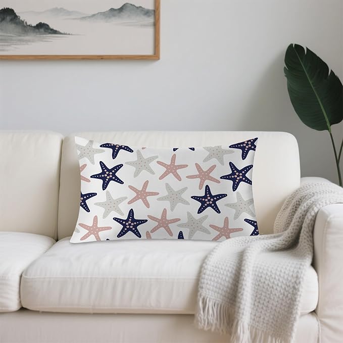 Sea Starfish Modern Satin Pillow Case Queen Size,Soft Pillowcases for Hair and Skin Similar to Silk,Pillowcases with Hidden Zipper Bedding Accessories,20X30 Inches,1 Pack