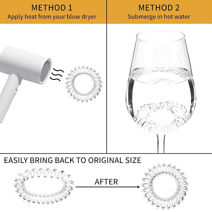 16Pcs Spiral Hair Ties, (Clear White) Hair Elastic Coils for Women and Girls, Waterproof Phone Cord Hair Scrunchies Accessories Bands for Ponytails and Updos