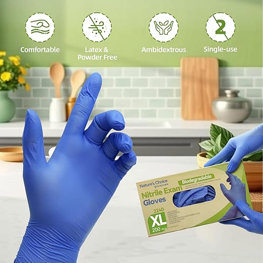 Jointown Biodegradable Nitrile Exam Gloves, Disposable Medical Surgical Gloves, Violet Blue Nitrile Glove, Latex Free, Food Safe, 1000 Count, Small