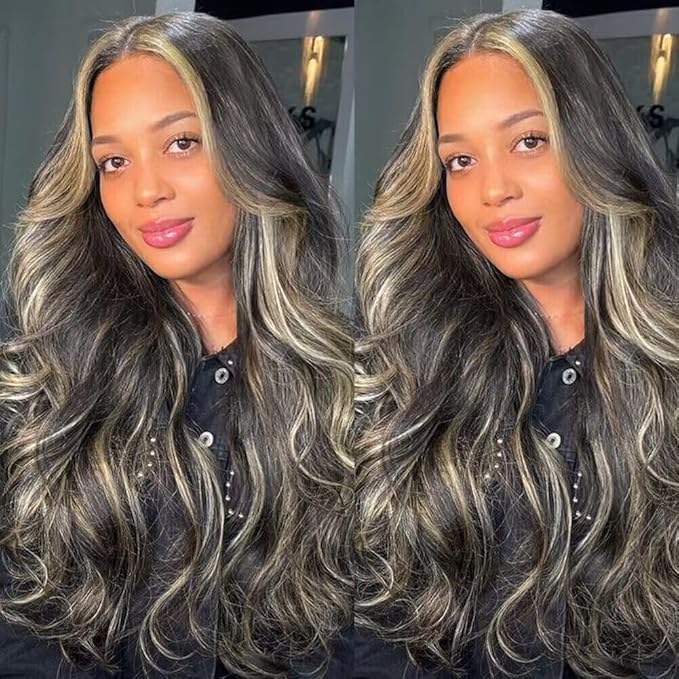 34 Inch Balayage Highlight Lace Front Wig Human Hair FB/27 Body Wave Lace Front Wigs Human Hair 13x6 HD Lace Glueless Wig for Black Women 180% Density Honey Blonde Balayage Wig Human Hair