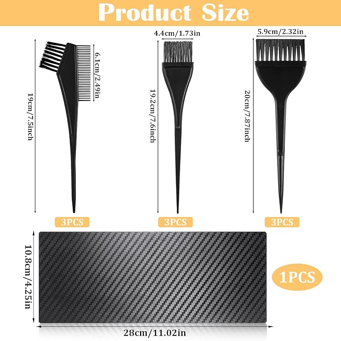 10 Pcs Hair Dye Brush Kit Hair Color Brushes Hairs for Women Men Color Applicator Brushes Combs Professional Colors Brush Sharp Tail Comb Reusable Colors Applicator for Salon Use Home DIY Dyeing